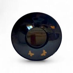有田焼　重山陶器　瑠璃蘭　湯呑３個　宮崎漆器の茶托３個の画像