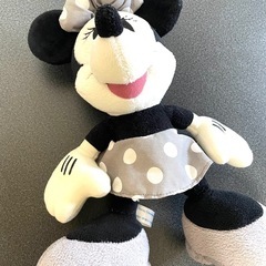 Disney ミニー ぬいぐるみ 35cm モノクロ グレー×ブラック ミニーマウス ミニーちゃんの画像