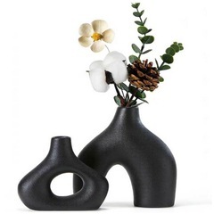 ブラックインテリア 花瓶 フラワーベース 3点セットの画像