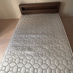 【取引先決定】枕元コンセント・電気付きダブルベットフレーム&マットレスセットの画像