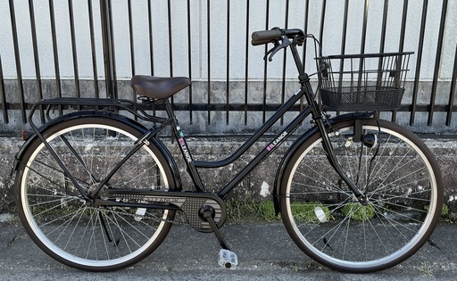 ＜整備済・美品車＞シティサイクル・26インチ自転車・変速なし LEDライト 鍵付き・ブラック