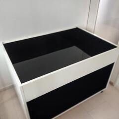 特注品 大型ディスプレイテーブル ガラスケース ディスプレイケース ガラステーブル ホワイト インナーブラック 陳列棚 フィギュア ミニカー モデルガン テレビ台 パソコン台 作業台     の画像