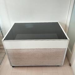 特注品 大型ディスプレイテーブル ガラスケース ディスプレイケース ガラステーブル ホワイト インナーブラック 陳列棚 フィギュア ミニカー モデルガン テレビ台 パソコン台 作業台     の画像