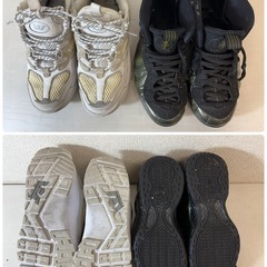 2000円/スニーカー2点おまとめ/MUSKA2000/ホワイト/27㎝/NIKE/ナイキ/26㎝/エアフォームポジット/グリーン/9402-10 の画像