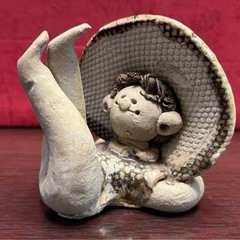 砥部焼 森元青芳 人形 "帽子" 3体の画像