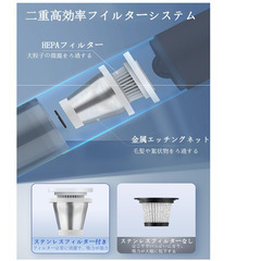 🧹【新品未使用】ハンディクリーナー 車用掃除機 コードレス 強力吸引 軽量290g Type-C充電式 乾湿両用 小型掃除機 コンパクト 静音 ホコリ取り キーボード・ソファ隙間対応 多機能ミニ掃除機 JONR Q8 白 ハンディ掃除の画像
