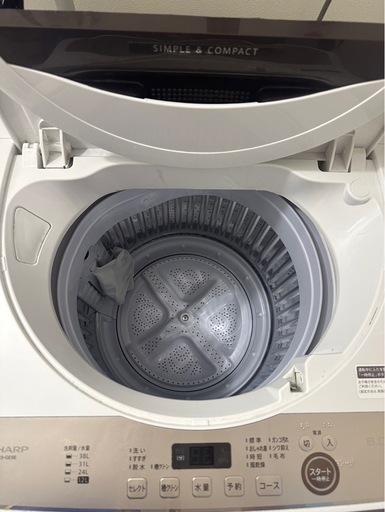 シャープ SHARP 全自動洗濯機ES-GE6E 美品　2021年製　ホワイト　ホース付き 