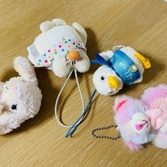 ぬいぐるみ　ストラップ　うさぎ　アヒル　ふわりぃ　クマ　4点セットの画像