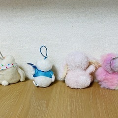 ぬいぐるみ　ストラップ　うさぎ　アヒル　ふわりぃ　クマ　4点セットの画像