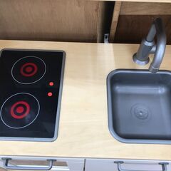 ★リユースのサカイ春日部店★KJ11043 IKEA おままごとキッチン ナチュラル/ホワイト H104×W72×D40 クリーニング済みの画像