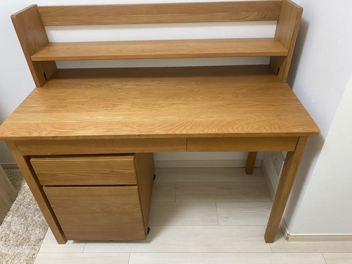 【決まりました】無印良品 オーク材学習デスク 上置き棚 キャビネット付き