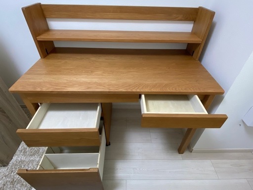 【決まりました】無印良品 オーク材学習デスク 上置き棚 キャビネット付き
