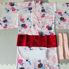 【155~165cm】ピンク系 花柄 浴衣　帯つき※クリーニング済み　の画像