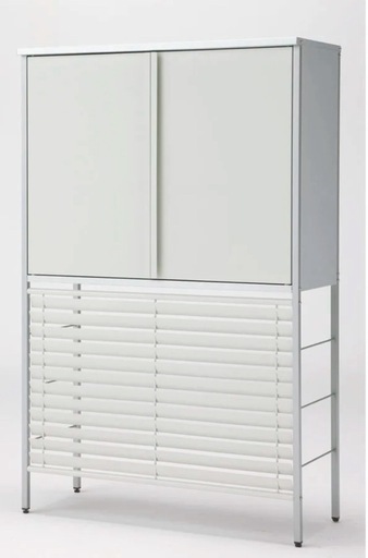 【最終値下】足立製作所　逆ルーバーエアコン室外機カバー収納庫付　未使用品　ホワイト