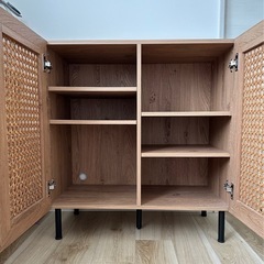 【美品】 LOWYA　ラタン調キャビネット リビングボード  の画像