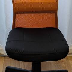 オフィスチェア　アイリスオーヤマ　H-298F　オレンジ　椅子の画像