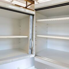 高橋木工所 Sunny エチュード キッチンボード 横幅120cm スライドドア ソフトクローズ引出し4個 スライドテーブル1個 1枚扉 コンセント3口 鏡面仕上げ ホワイト レンジボード 食器棚■奥行51cm×高さ195cm■近隣配送無料 買取帝国 朝霞店の画像