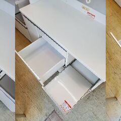 高橋木工所 Sunny エチュード キッチンボード 横幅120cm スライドドア ソフトクローズ引出し4個 スライドテーブル1個 1枚扉 コンセント3口 鏡面仕上げ ホワイト レンジボード 食器棚■奥行51cm×高さ195cm■近隣配送無料 買取帝国 朝霞店の画像