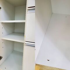 高橋木工所 Sunny エチュード キッチンボード 横幅120cm スライドドア ソフトクローズ引出し4個 スライドテーブル1個 1枚扉 コンセント3口 鏡面仕上げ ホワイト レンジボード 食器棚■奥行51cm×高さ195cm■近隣配送無料 買取帝国 朝霞店の画像