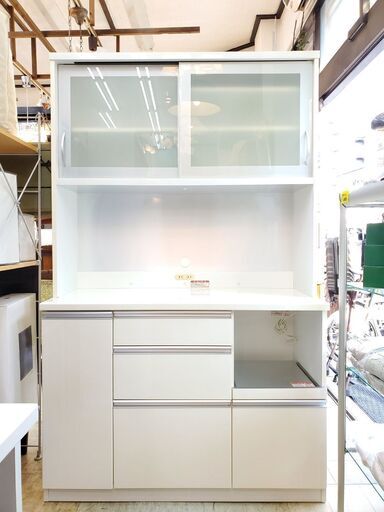 食器棚 スライドドア ソフトクローズ ホワイト