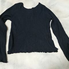 □　GU ブラックリブカーディガン 長袖　レディース　サイズMの画像