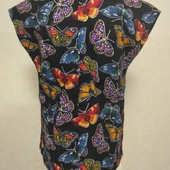 カットソー　ブラック×蝶　レディースの画像