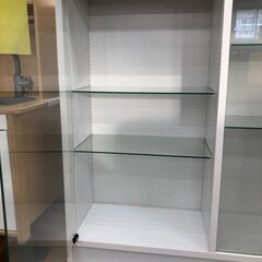 【ジャングルジャングル石津店】ガラスショーケース　ホワイト　コレクションケース クリーニング済み 堺区 西区 北区 東区 高石市 和泉市の画像