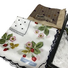 未使用 WEDGWOOD LANCEL ハンカチ 5枚セット 花柄 綿の画像