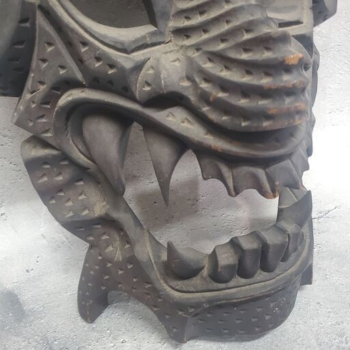 木彫り お面】 魔除け インドネシア 店舗飾り 民族調 アジアン 自立