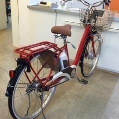 ＜ジャンク＞あさひ・enersys エナシス・エルピュール 26インチ電動アシスト自転車・内装3段変速 レッド 充電器付・鍵付きの画像