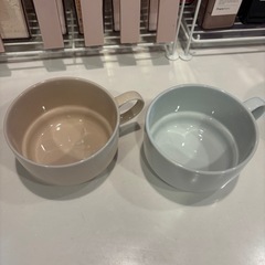 スープ　カップ　ペア　ピンク　水色　2点セットの画像