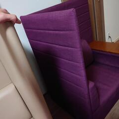 【左】1人掛けソファ　パープル（パネル付きタイプ）の画像
