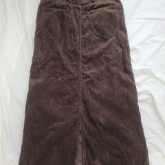 ¥2,000】Lee コーデュロイ ロングスカート バックスリット ダークブラウンの画像
