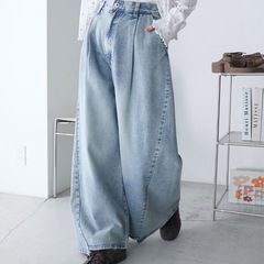 forksy. タックデニムワイドシルエットパンツの画像