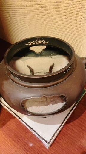 茶道具 鬼面風炉 唐銅 丸釜箱なし (hanohano) 薬院の調理器具