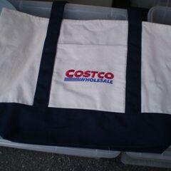 COSTCO キャンバストートバッグ 2枚セット 大（ネイビー）小（レッド） ラージ ミニ サイズ ロゴ 買い物 コストコ トート カバンの画像
