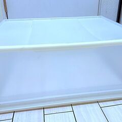 【収納ケース】プラスチック引き出しタイプ ワイド 衣類収納ボックス 幅54×奥行45×高さ23cm 白 半透明 スタッキング可の画像