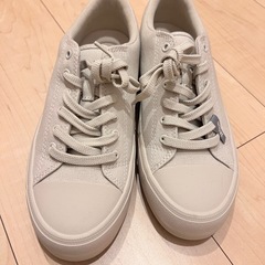 【新品・未使用】UNIQLO ベージュ キャンバス スニーカー 24cmの画像