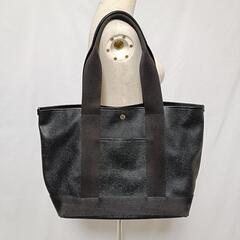 【A4収納可】ブレス トプカピ シュリンクレザー風 トートバッグ 黒 ポーチ付 の画像