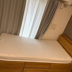 ニトリ　引き出し収納付きシングルベッド　マットレス付きの画像