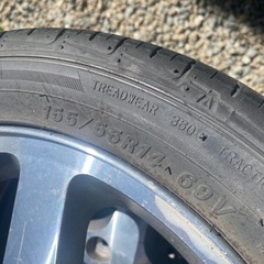 廃タイヤ付きアルミホイール4本　軽自動車用　4穴　SUZUKI 14インチの画像