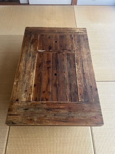 囲炉裏つき座卓 大型囲炉裏テーブル 1400x800x280mm 蓋付 座卓タイプ 無垢材