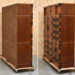 ≪zyt2358ジ≫ 岩屋堂箪笥 着物箪笥 鍵無し/現状品 幅168cm 高さ175cm 菊幸作？ 和箪笥/民芸箪笥/欅材/抽斗/チェスト/中古家具/宮城県仙台市 70718-09の画像