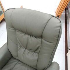 1人用ソファ 回転椅子 幅約78cm グリーン系 ハイバック 家具 1P 1人掛け ソファー 苫小牧西店 の画像