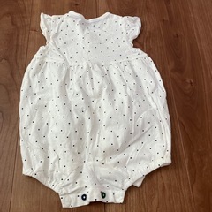 取引済【無料】ベビー服(70)紺の水玉にリボン付き差し上げますの画像