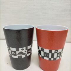 【新品未使用】香蘭社　変わり市松　ペアフリーカップ 黒と赤 250728-3Yの画像