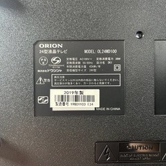 【USED】2019年製　ORION / オリオン　24インチ　液晶テレビ　OL24WD100  ドウシシャ　リモコン無の画像
