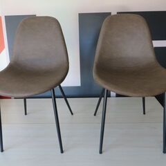 ④-2　未使用/新品　アウトレット特価　イームズチェア 2脚セット ダイニングチェア  ダイニング リプロダクト レザー調 チェア 椅子 ヴィンテージ レトロの画像