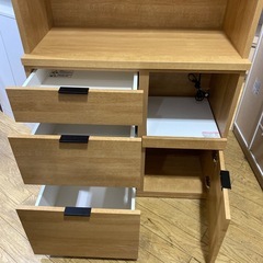 🌱シンプル🌱NITORI レンジボード エトナ90KB LBR キッチンボード 食器棚 ライトブラウン 北欧 ニトリ NO.2339F の画像
