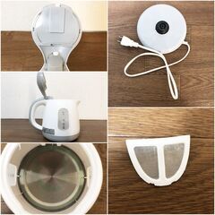 KOM 電気ケトル KTK-300G 省電力 1L コンパクトタイプ 安全装置 沸騰後自動電源OFF・空焚き防止機能　除菌清掃/動作確認済みの画像